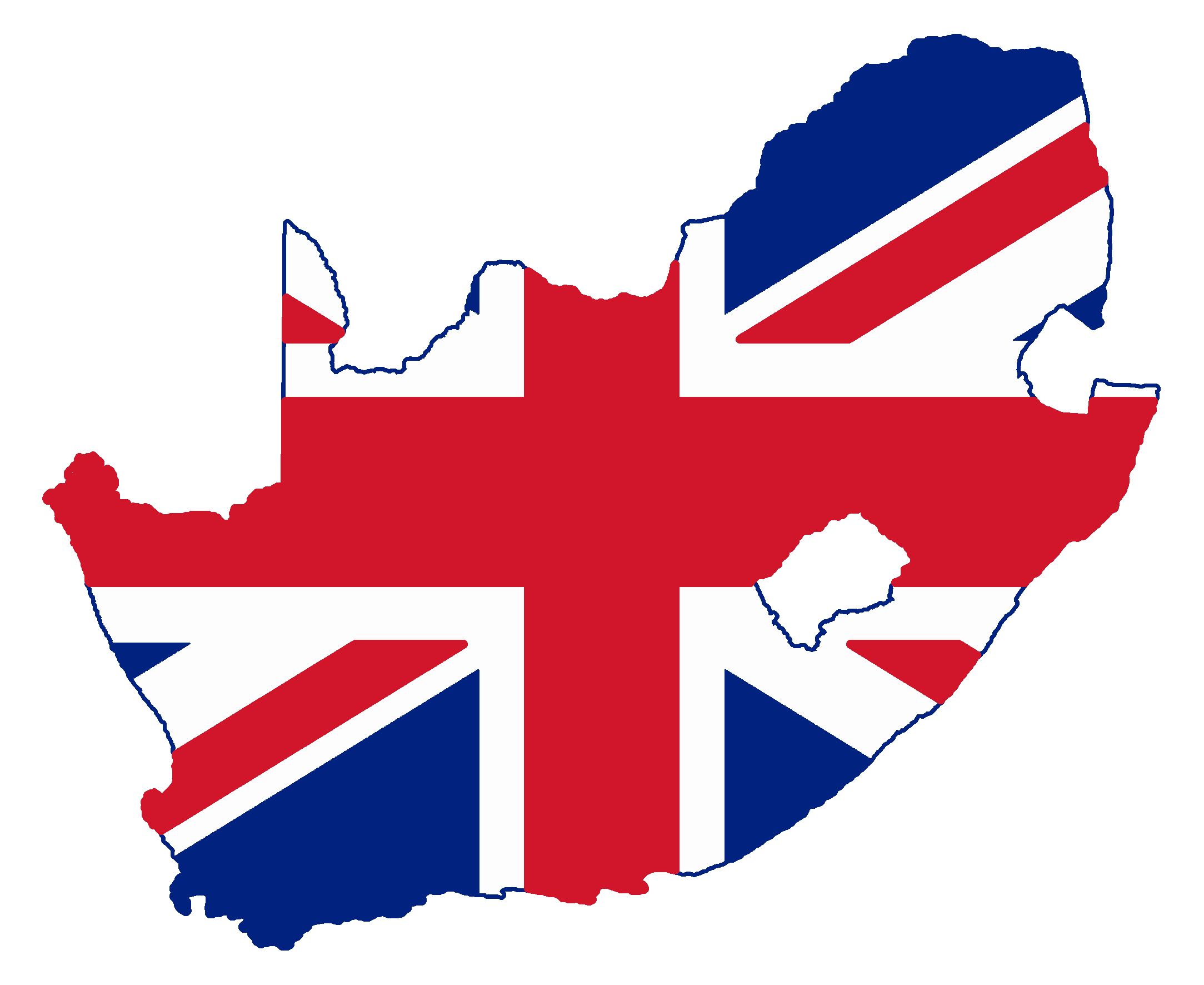 Uk Flag in the shape of South Africa